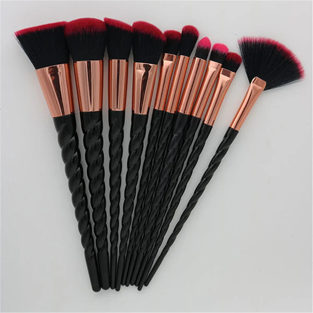 10pcs Makeup Brushes Set Soft Hair Foundation Brush Powder Blush Contour Eyebrow Eyeshadow Women Cosmetic Blending Make Up Tools