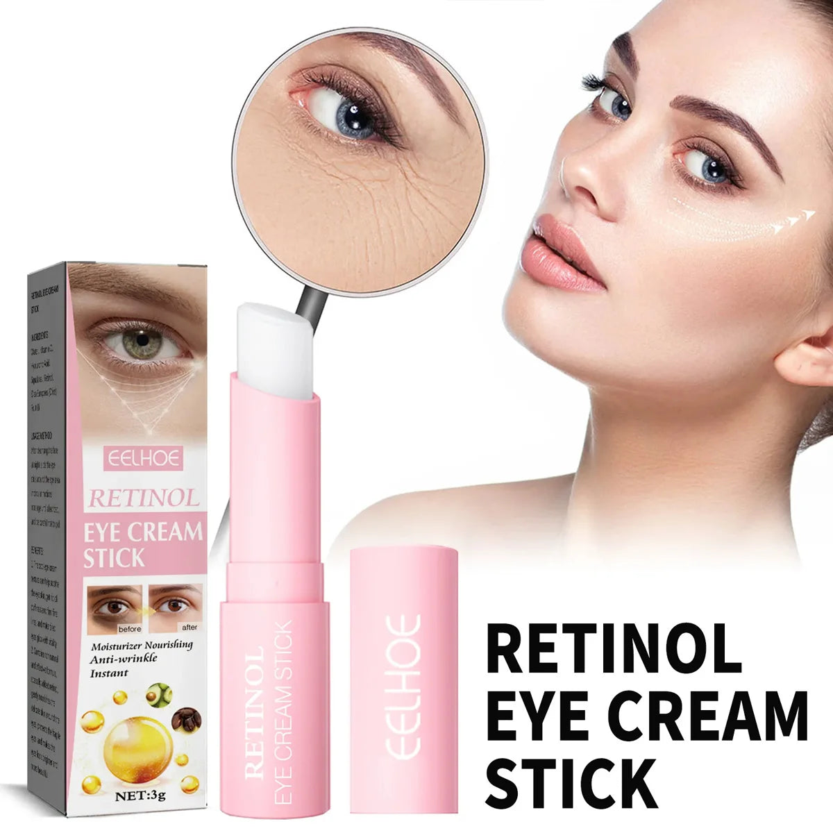 Crème anti-poches pour les yeux au rétinol, lisse et déformable, élimine les cernes, estompe les ridules, blanchissant, hydratant, soins pour la peau