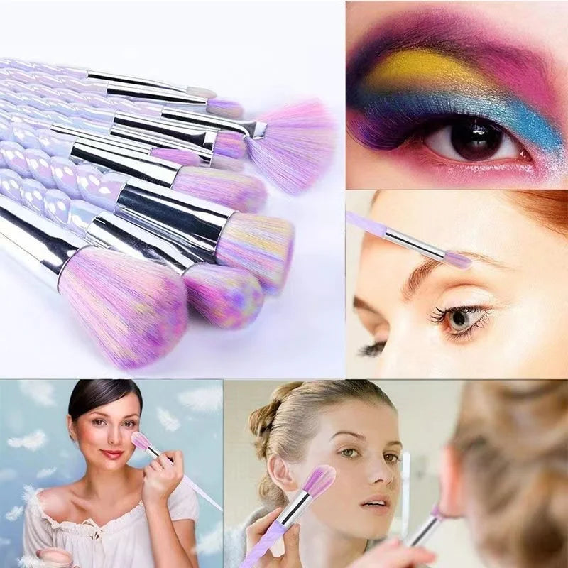 10pcs Makeup Brushes Set Soft Hair Foundation Brush Powder Blush Contour Eyebrow Eyeshadow Women Cosmetic Blending Make Up Tools