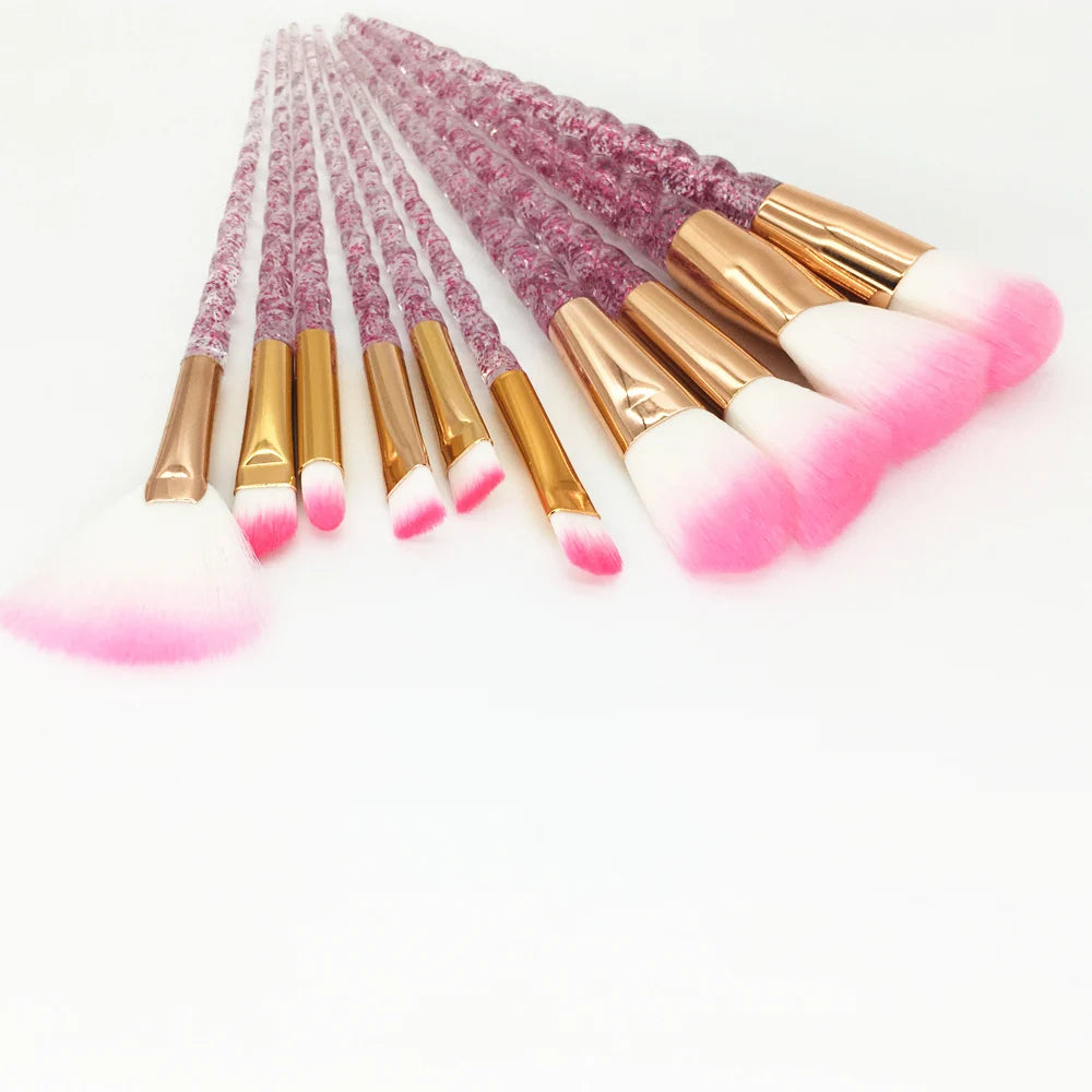 10pcs Unicorn Makeup Brushes Set Diamond Crystal Handle Blending Foundation Powder Eyeshadow Eyebrow Brush Beauty Make Up Tools