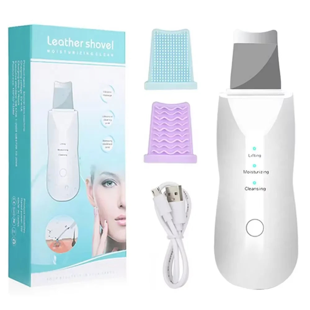 Grattoir à ultrasons pour la peau, nettoyeur de pores en profondeur, dissolvant de livres pour le visage, points noirs, spatule de soins de la peau, pelle avec massage par vibration