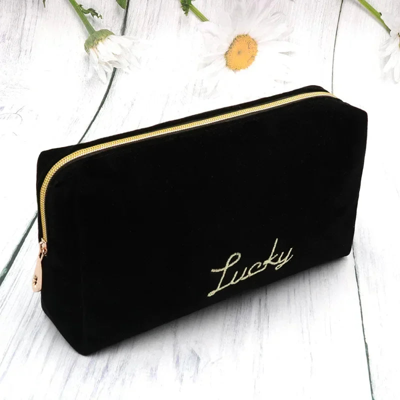 Women Zipper Velvet Make Up Bag Travel Large Cosmetic Bag for Makeup Solid Color Female Make Up Pouch Necessaries Storage bag